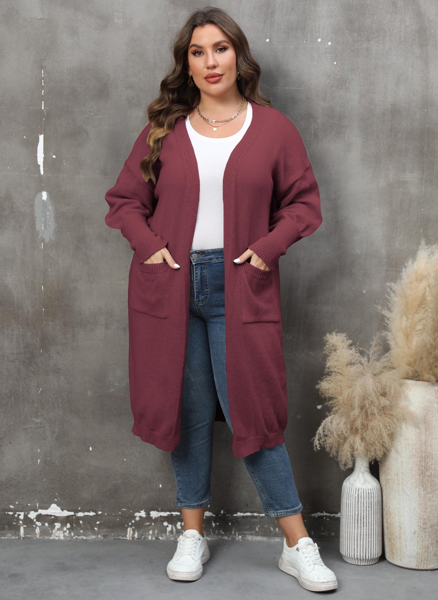LADIES PLUS SIZE LONG SLEEVE CARDIGAN 9 COLOURS (SIZE XL - 4XL)