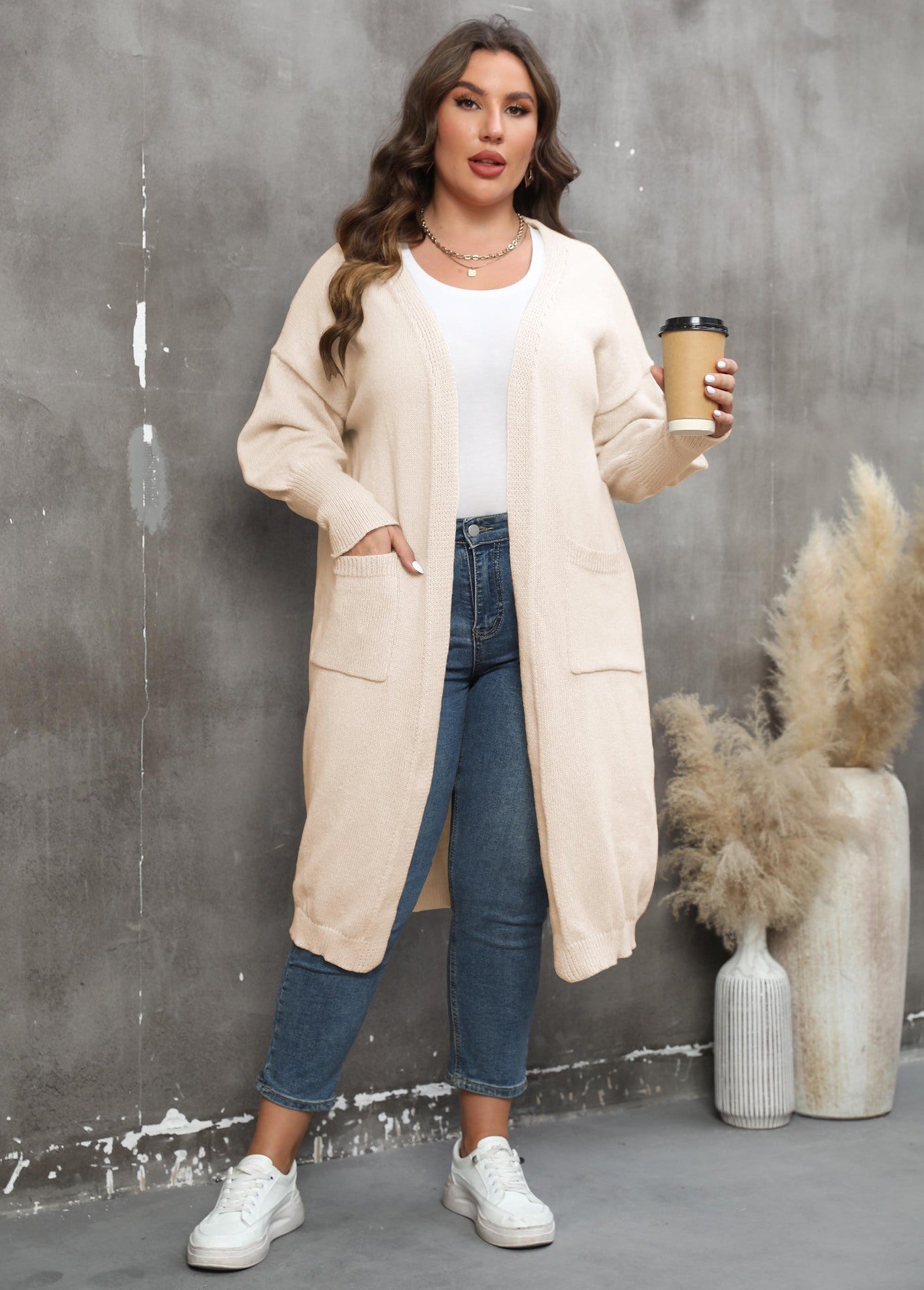 LADIES PLUS SIZE LONG SLEEVE CARDIGAN 9 COLOURS (SIZE XL - 4XL)