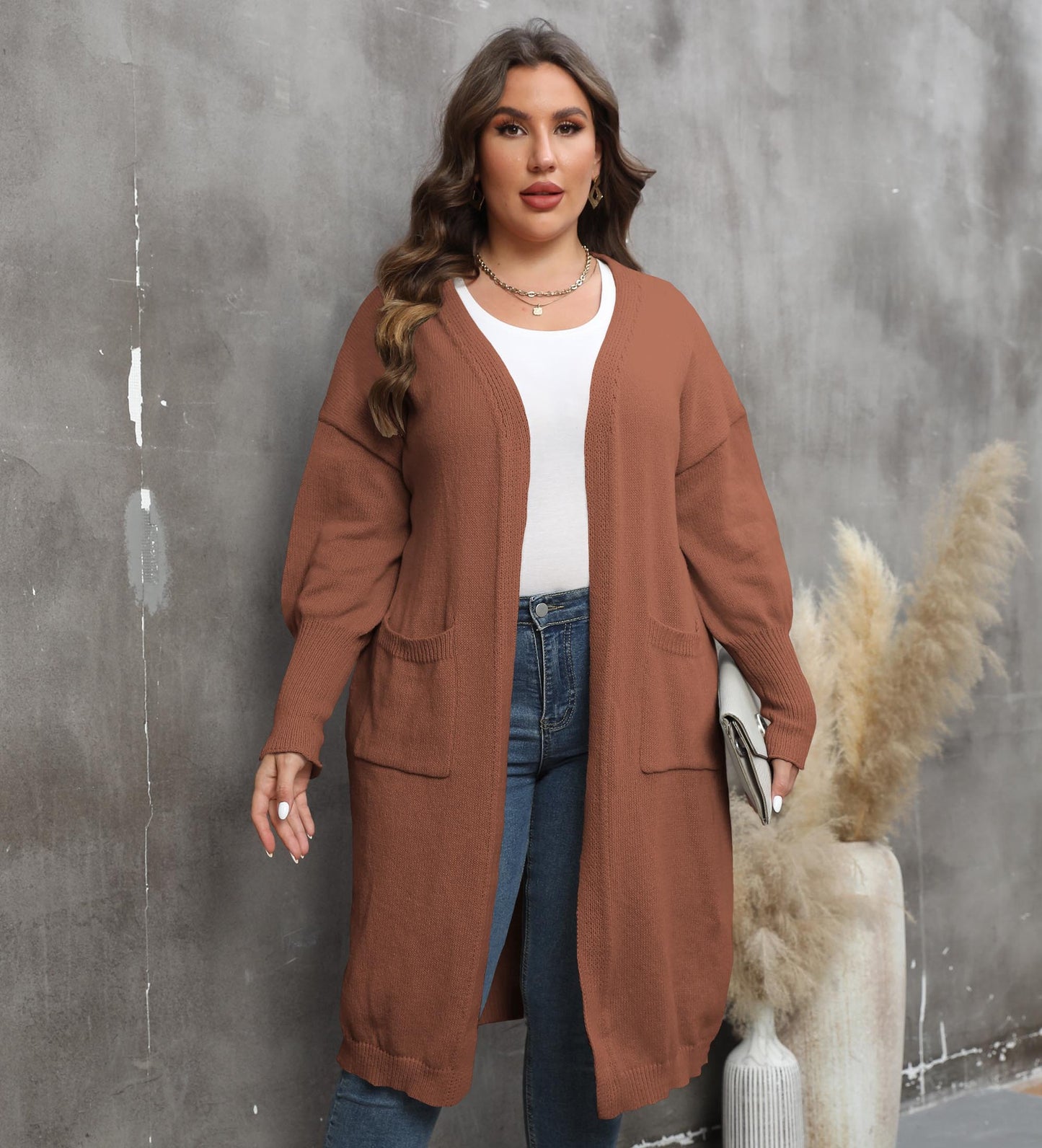 LADIES PLUS SIZE LONG SLEEVE CARDIGAN 9 COLOURS (SIZE XL - 4XL)