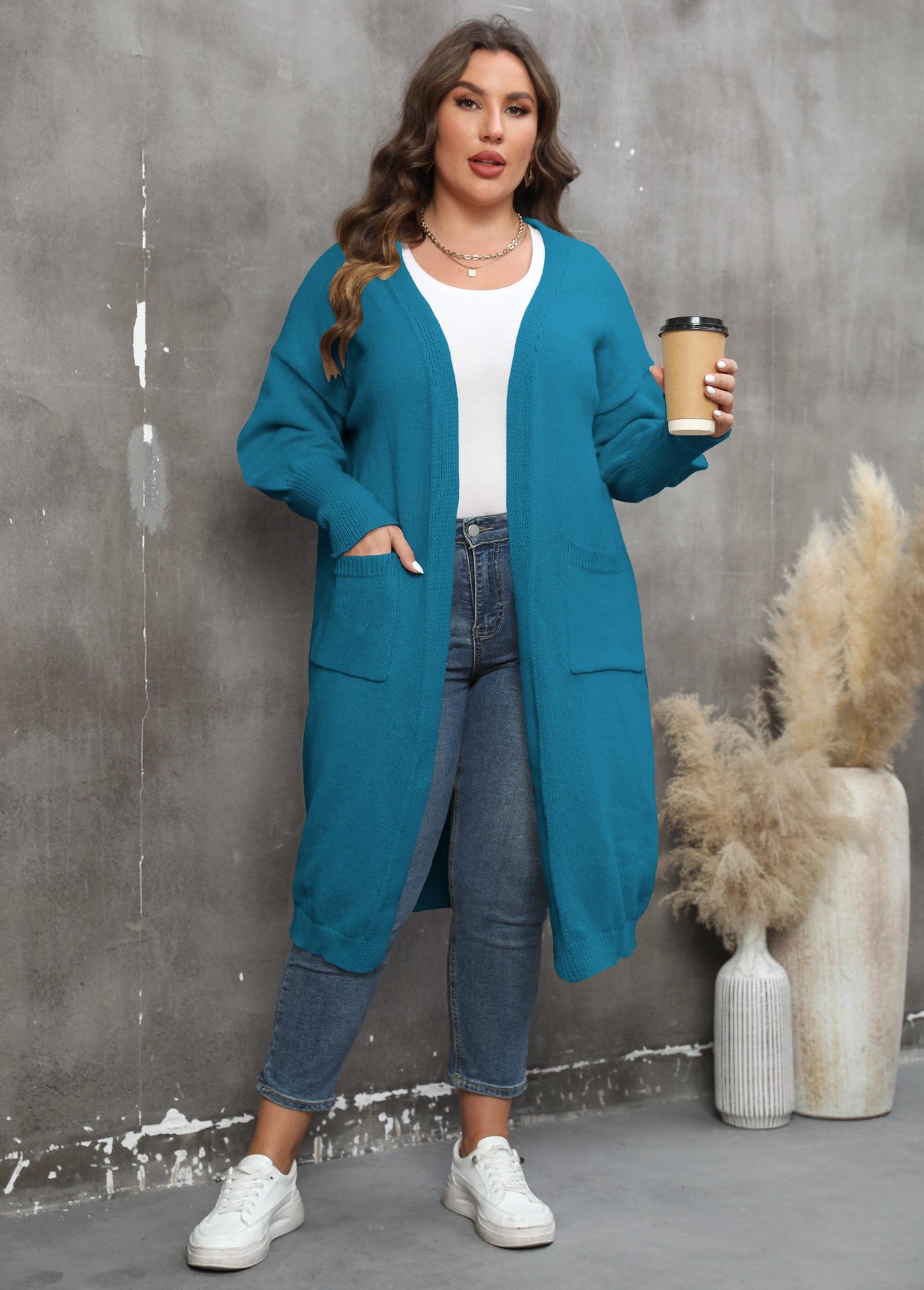 LADIES PLUS SIZE LONG SLEEVE CARDIGAN 9 COLOURS (SIZE XL - 4XL)