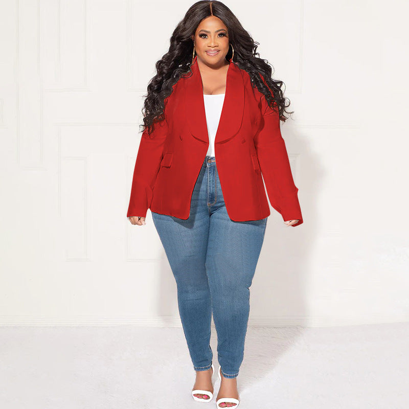LADIES PLUS SIZE LONG SLEEVE BLAZER WHITE / BLACK / RED / BLUE (SIZE XL - 4XL)