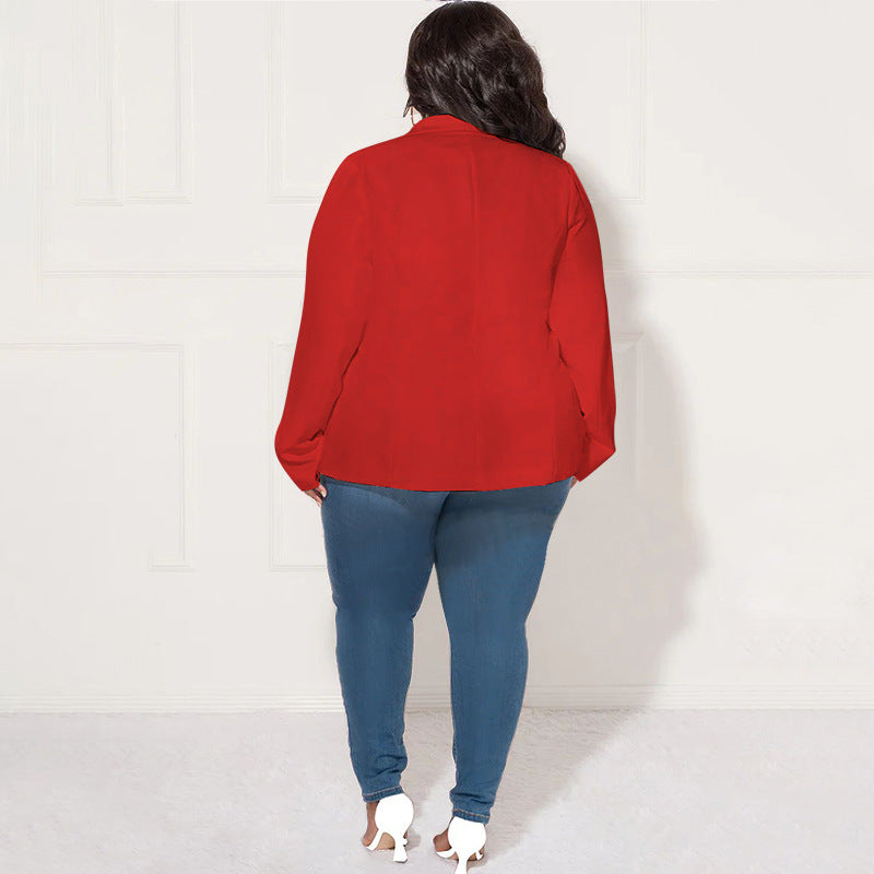 LADIES PLUS SIZE LONG SLEEVE BLAZER WHITE / BLACK / RED / BLUE (SIZE XL - 4XL)