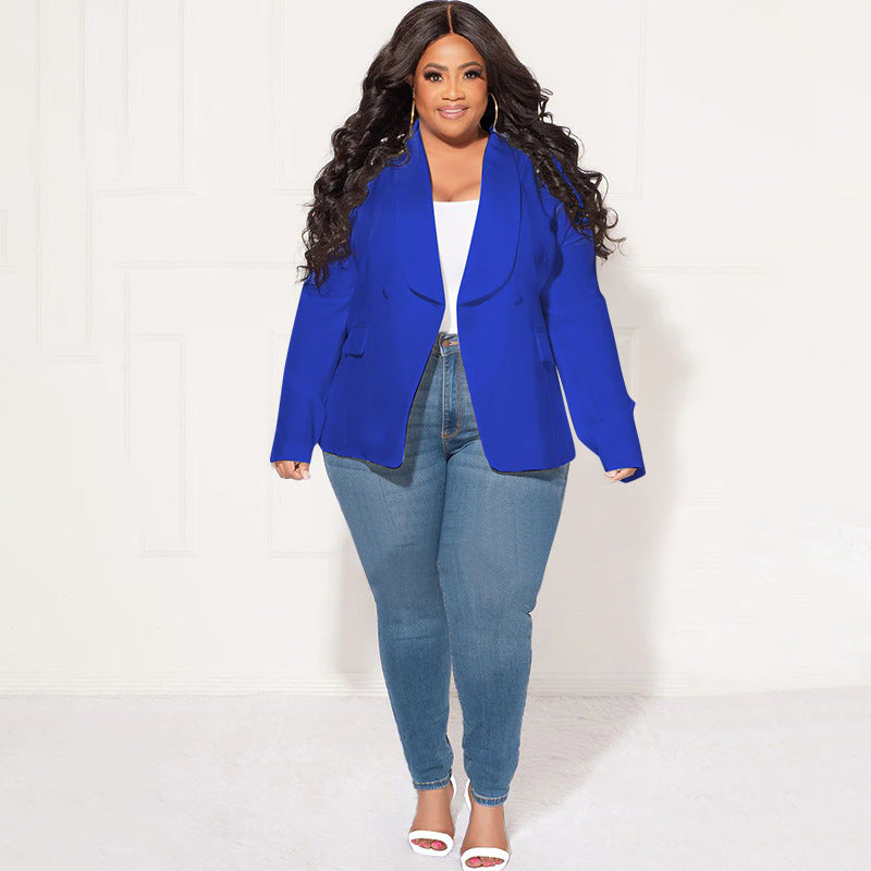 LADIES PLUS SIZE LONG SLEEVE BLAZER WHITE / BLACK / RED / BLUE (SIZE XL - 4XL)