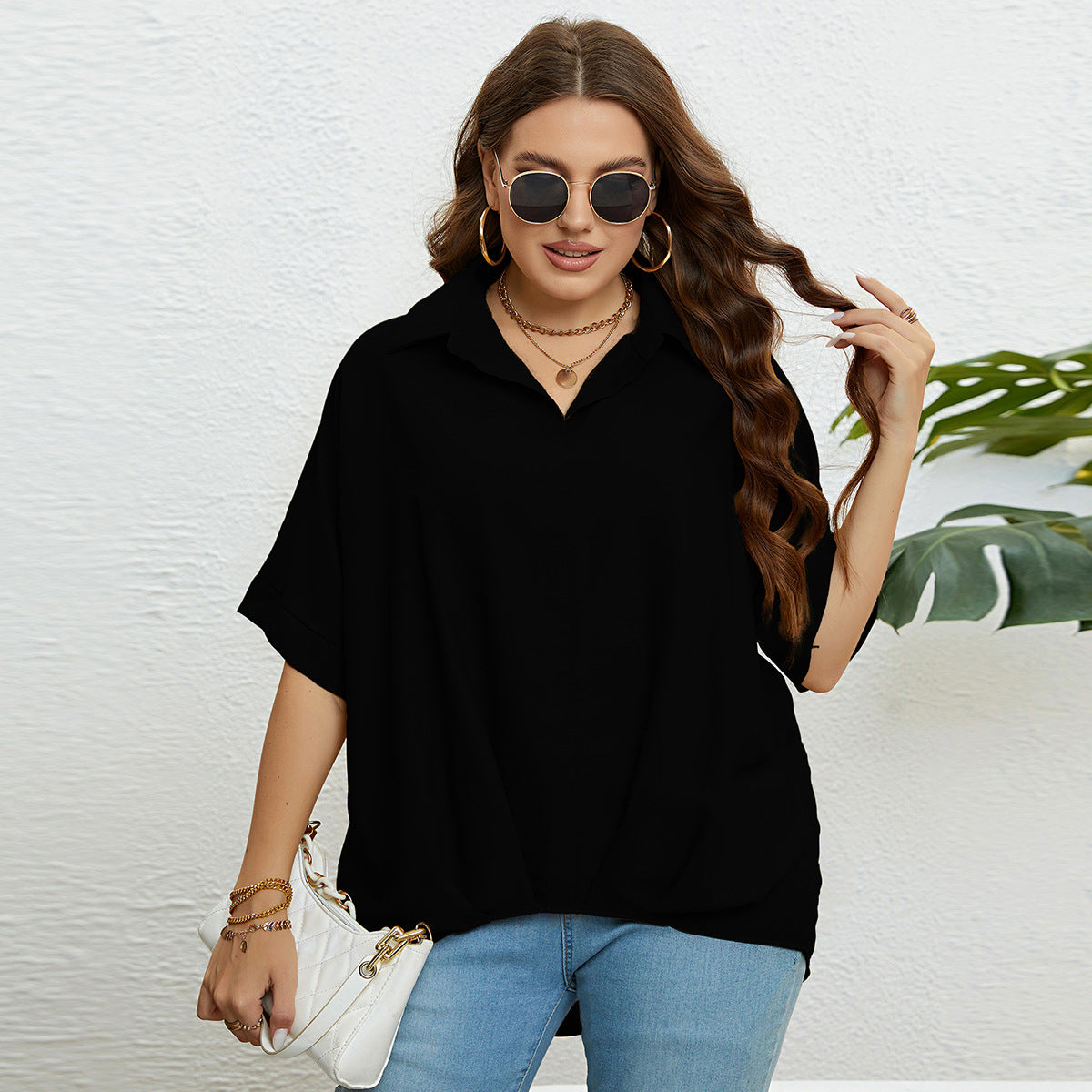 LADIES PLUS SIZE SHIRT / TOP BLACK / RED / YELLOW (SIZE XL - 3XL)