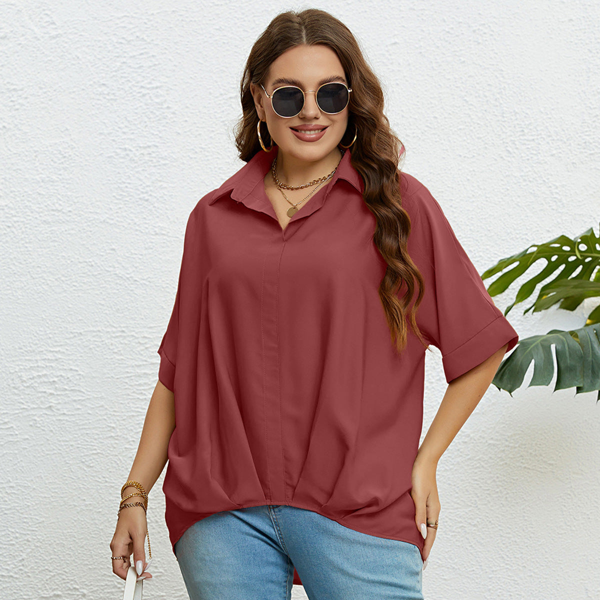LADIES PLUS SIZE SHIRT / TOP BLACK / RED / YELLOW (SIZE XL - 3XL)