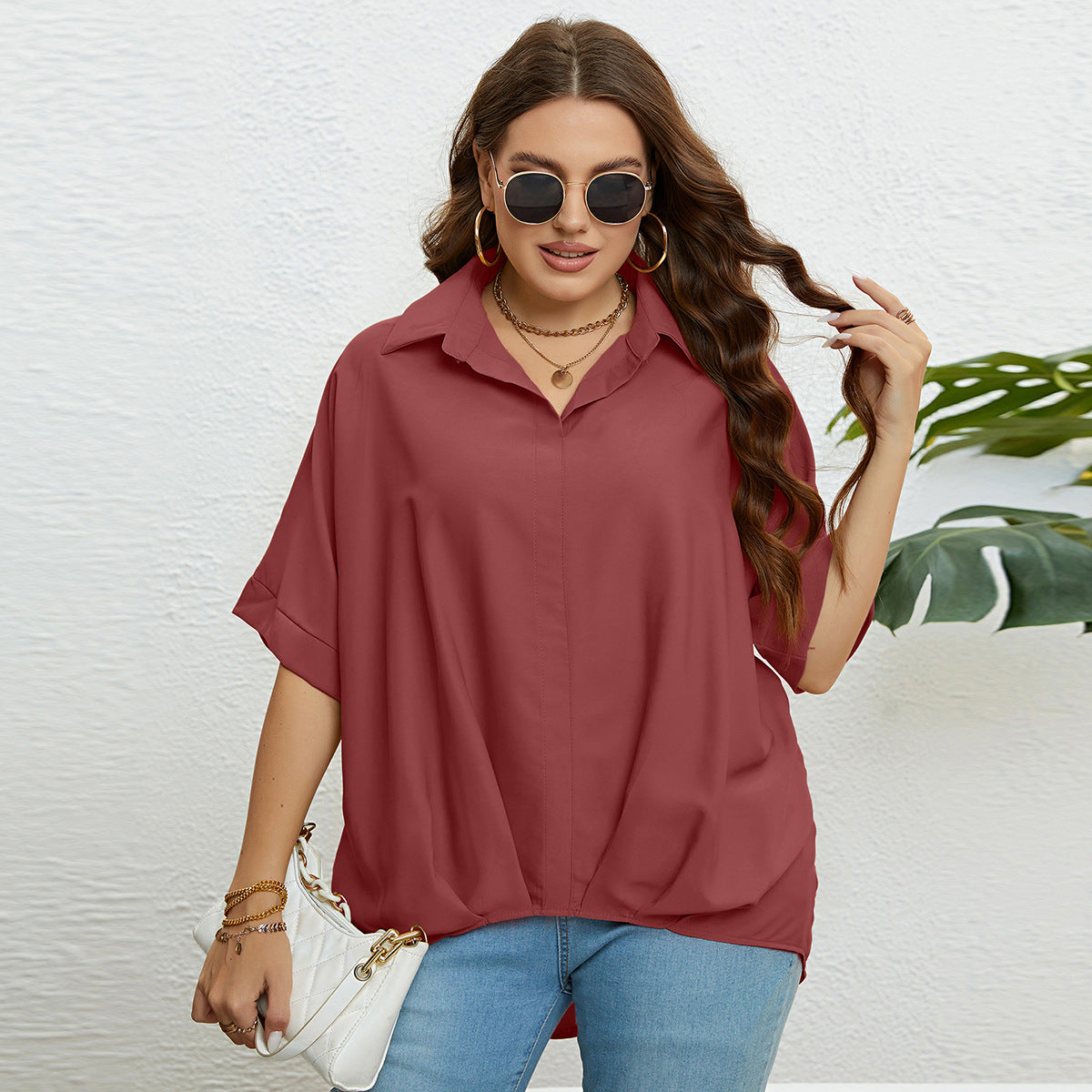 LADIES PLUS SIZE SHIRT / TOP BLACK / RED / YELLOW (SIZE XL - 3XL)