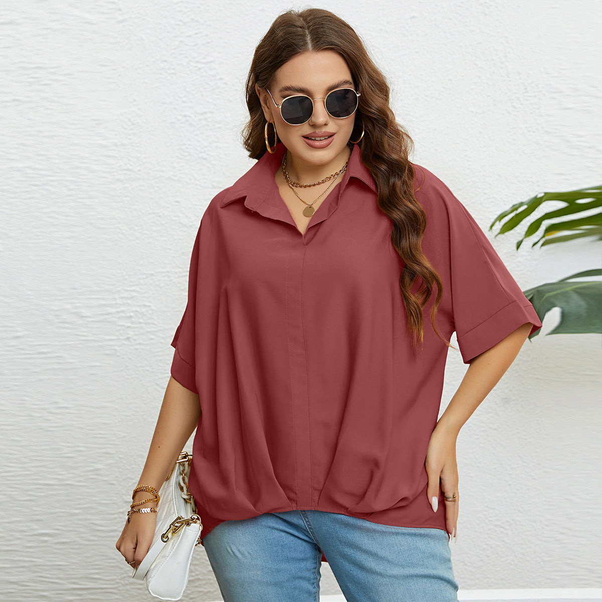 LADIES PLUS SIZE SHIRT / TOP BLACK / RED / YELLOW (SIZE XL - 3XL)