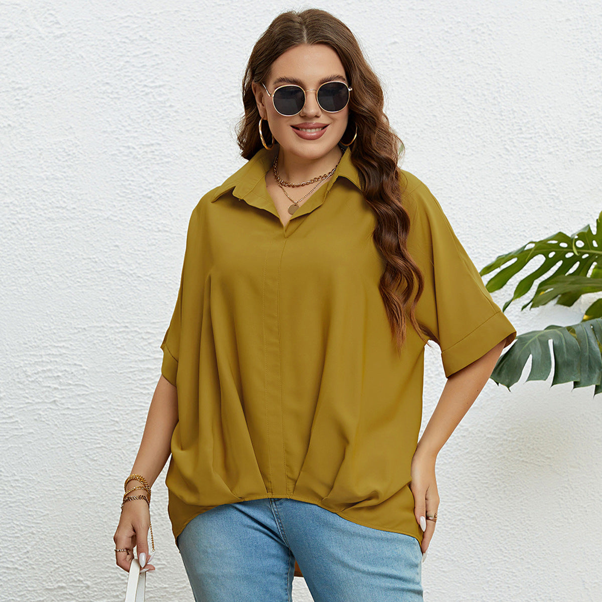 LADIES PLUS SIZE SHIRT / TOP BLACK / RED / YELLOW (SIZE XL - 3XL)