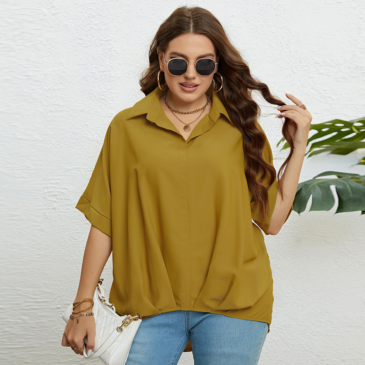 LADIES PLUS SIZE SHIRT / TOP BLACK / RED / YELLOW (SIZE XL - 3XL)