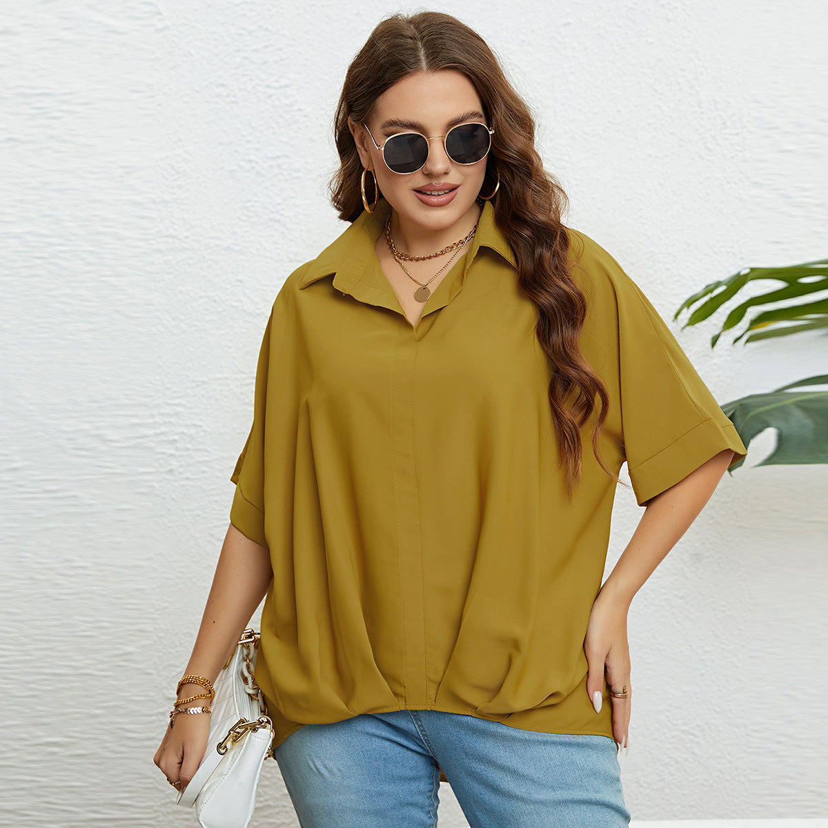 LADIES PLUS SIZE SHIRT / TOP BLACK / RED / YELLOW (SIZE XL - 3XL)