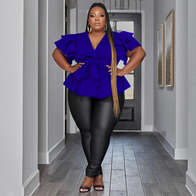 LADIES PLUS SIZE SHIRT BLOUSE BLACK / WHITE / WINE RED / PINK / BLUE (SIZE L - 4XL)
