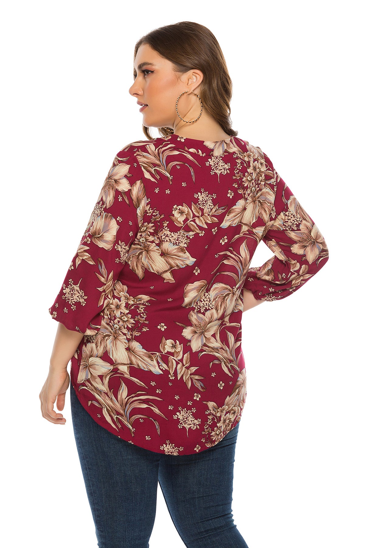 LADIES PLUS SIZE LONG SLEEVE SHIRT / BLOUSE RED (SIZE XL - 5XL)