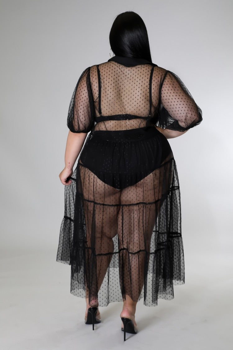 LADIES PLUS SIZE LONG SLEEVE BLOUSE BLACK (SIZE XL - 5XL)
