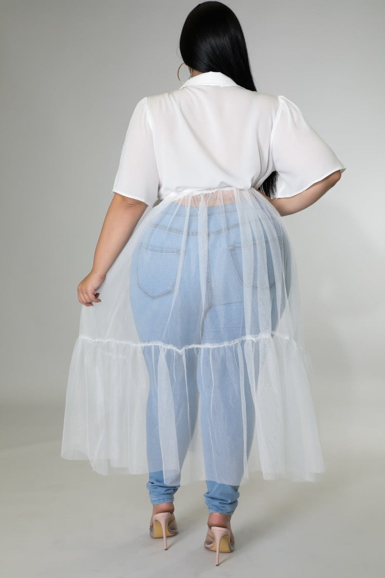 LADIES PLUS SIZE LONG BLOUSE WITH BELT WHITE / PINK / BLACK (SIZE XL - 5XL)