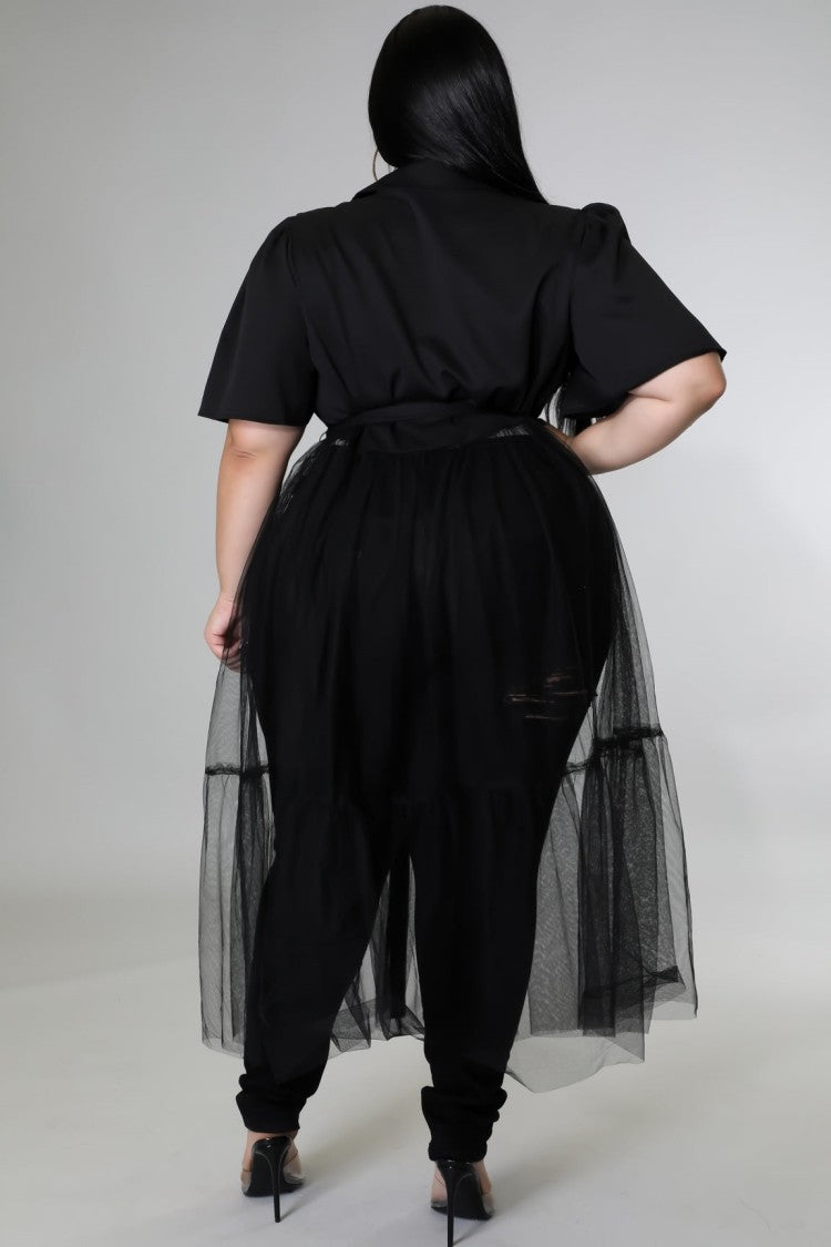 LADIES PLUS SIZE LONG BLOUSE WITH BELT WHITE / PINK / BLACK (SIZE XL - 5XL)