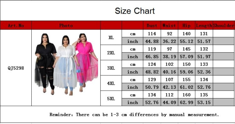 LADIES PLUS SIZE LONG BLOUSE WITH BELT WHITE / PINK / BLACK (SIZE XL - 5XL)