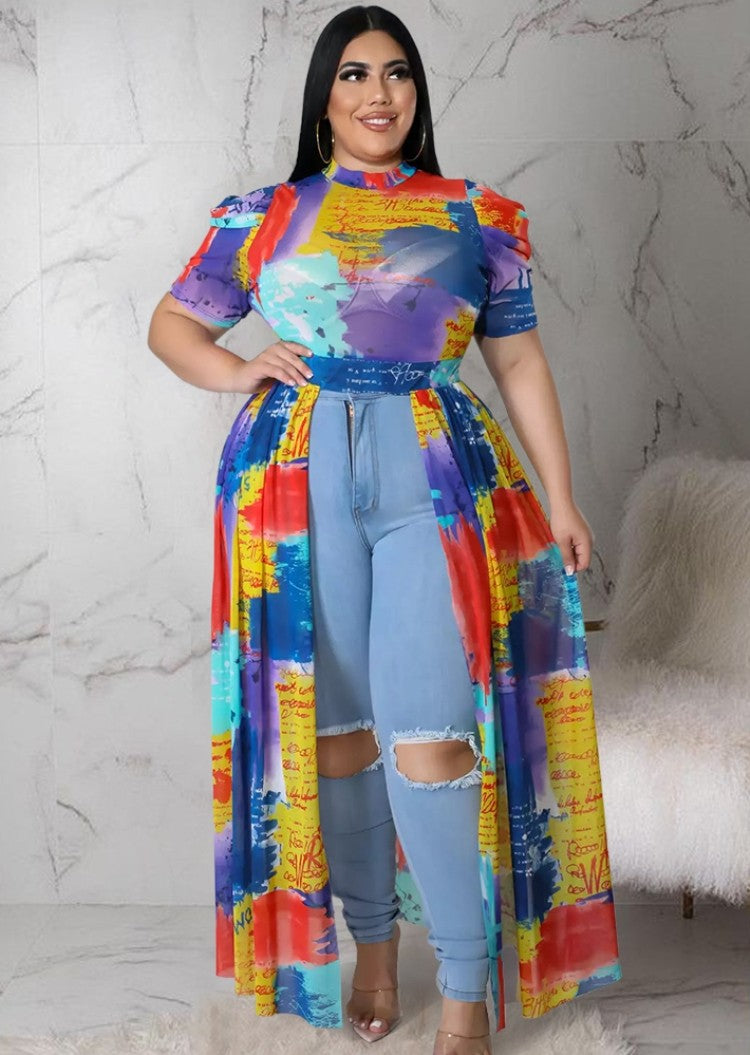 LADIES PLUS SIZE LONG BLOUSE MULTICOLOUR (SIZE XL - 5XL)