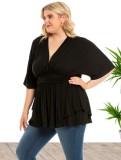 LADIES PLUS SIZE BLOUSE TOP BLACK (SIZE XL - 4XL)