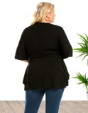 LADIES PLUS SIZE BLOUSE TOP BLACK (SIZE XL - 4XL)