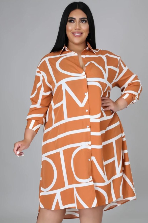 LADIES PLUS SIZE LONG BLOUSE TOP BLACK / ORANGE / WHITE (SIZE L - 5XL)
