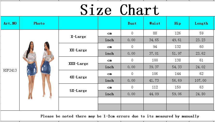 LADIES HIGH WAIST DENIM SKIRT BLACK / DARK BLUE / BLUE / LIGHT BLUE (SIZE XL - 5XL)
