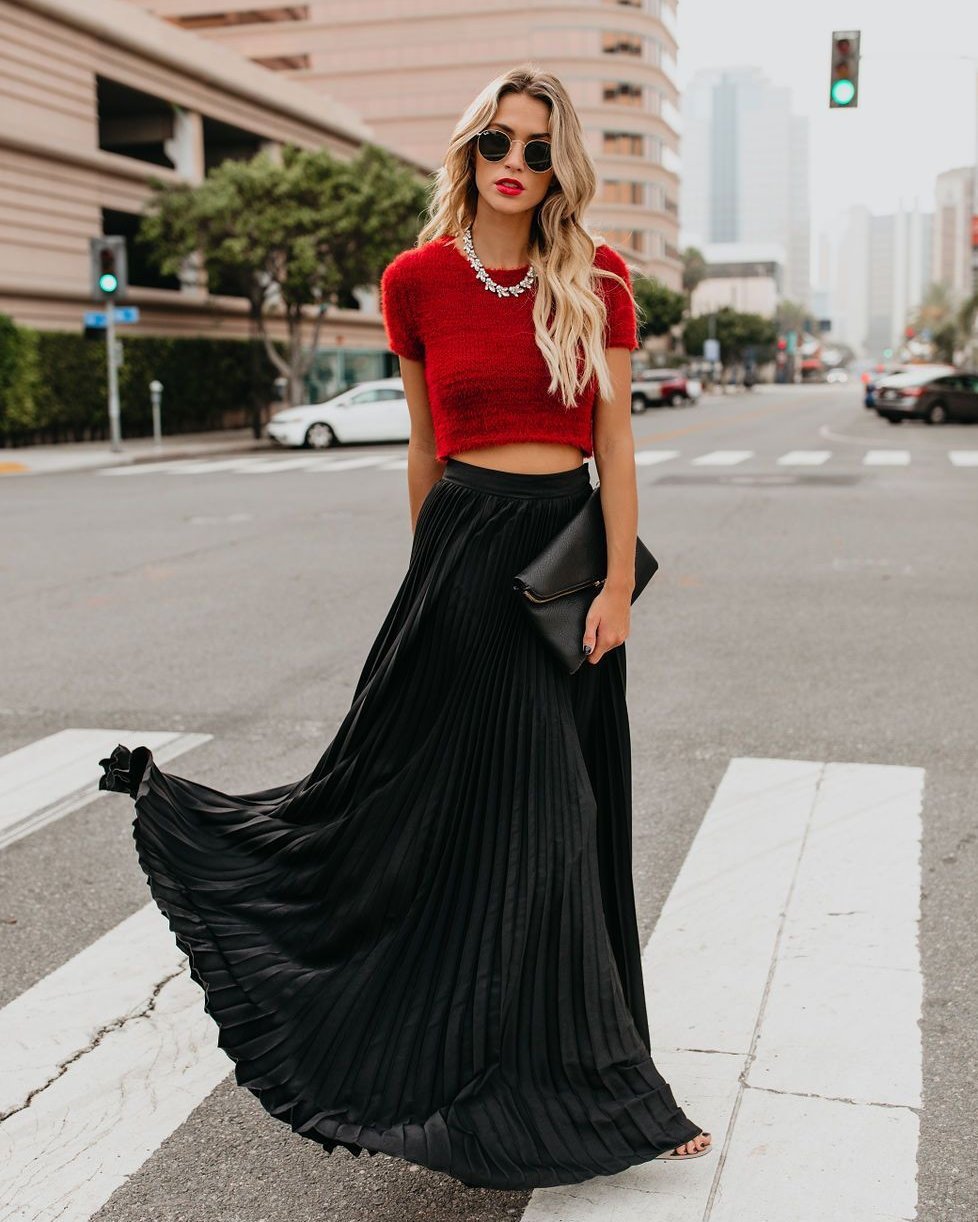 LADIES PLUS SIZE HIGH WAIST SKIRT RED / BLACK /NUDE-PINK / GREEN / WINE RED (SIZE S - 2XL)