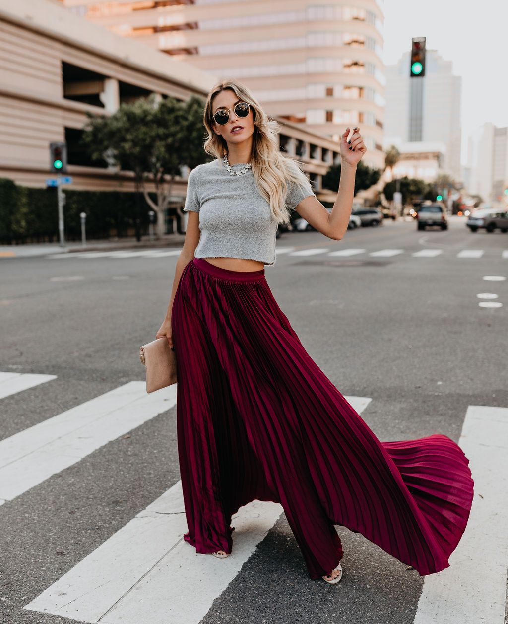 LADIES PLUS SIZE HIGH WAIST SKIRT RED / BLACK /NUDE-PINK / GREEN / WINE RED (SIZE S - 2XL)