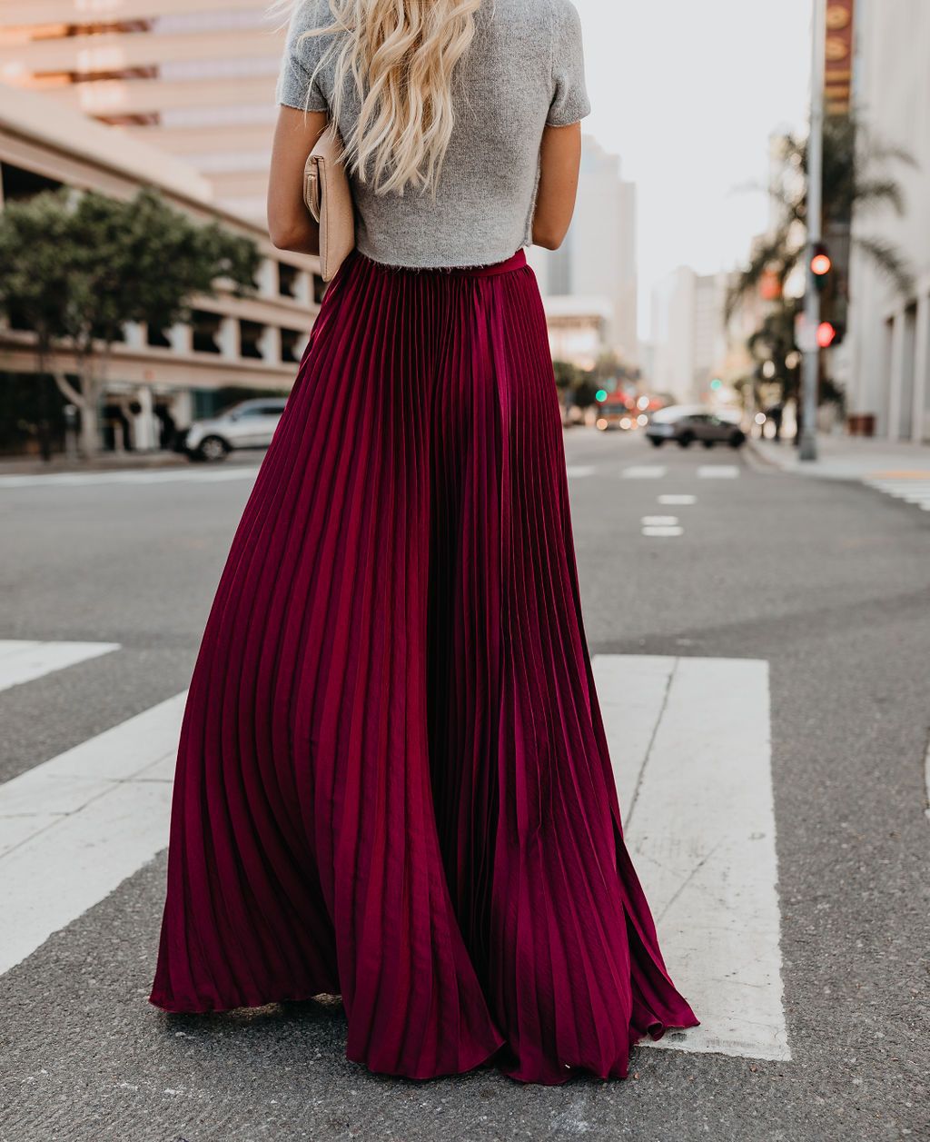 LADIES PLUS SIZE HIGH WAIST SKIRT RED / BLACK /NUDE-PINK / GREEN / WINE RED (SIZE S - 2XL)