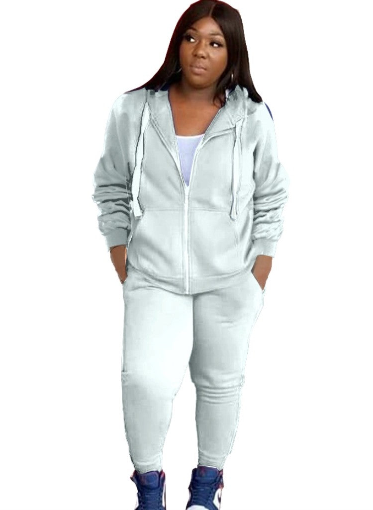 LADIES PLUS SIZE TWO PIECE TRACKSUIT ARMY GREEN / GRAY / BLACK (SIZE L - 4XL)