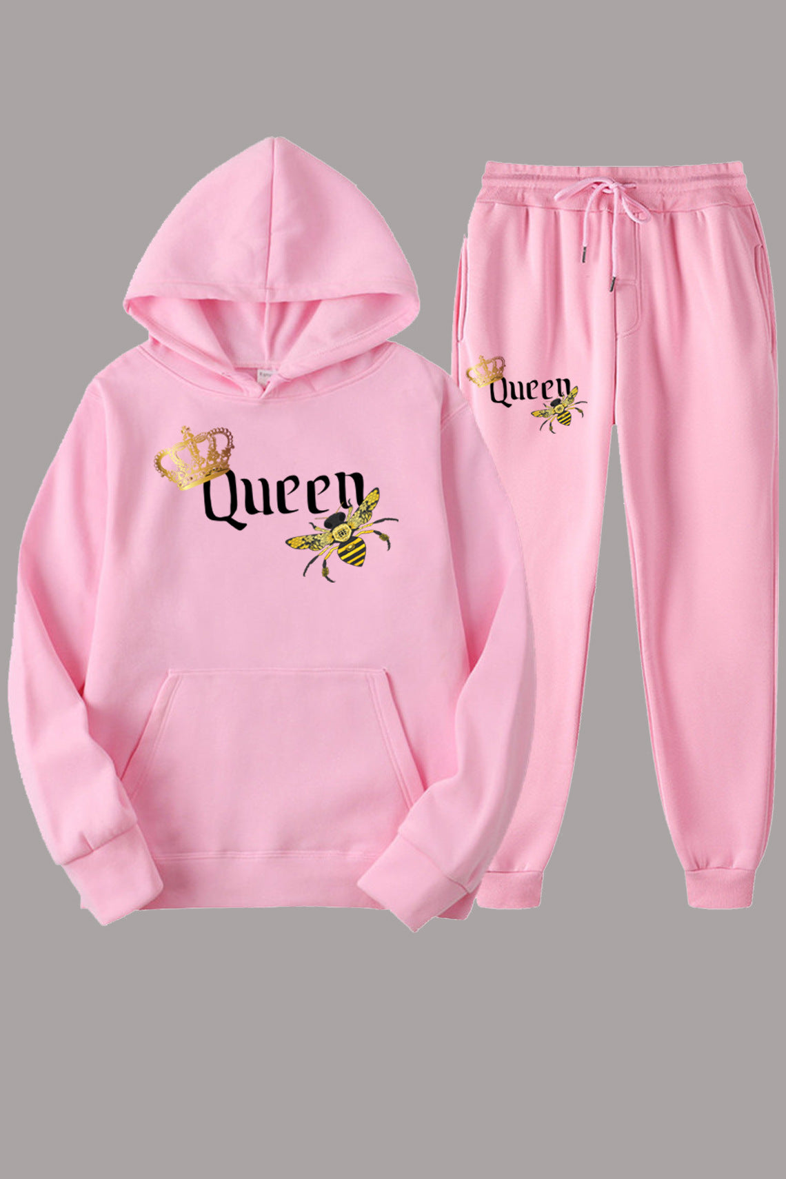 LADIES PLUS SIZE TWO PIECE TRACKSUIT PINK (SIZE S - 3XL)