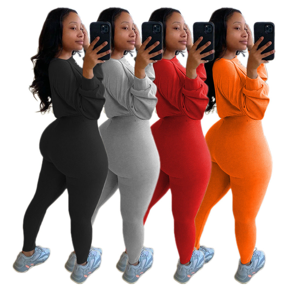 LADIES PLUS SIZE TWO PIECE ACTIVEWEAR TRACKSUIT BLACK / RED / GRAY / ORANGE (SIZE S - 3XL)