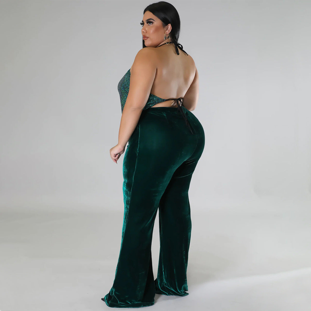 LADIES PLUS SIZE HIGH WAIST PANTS RED / DARK GREEN / BLUE / BLACK (SIZE L - 4XL