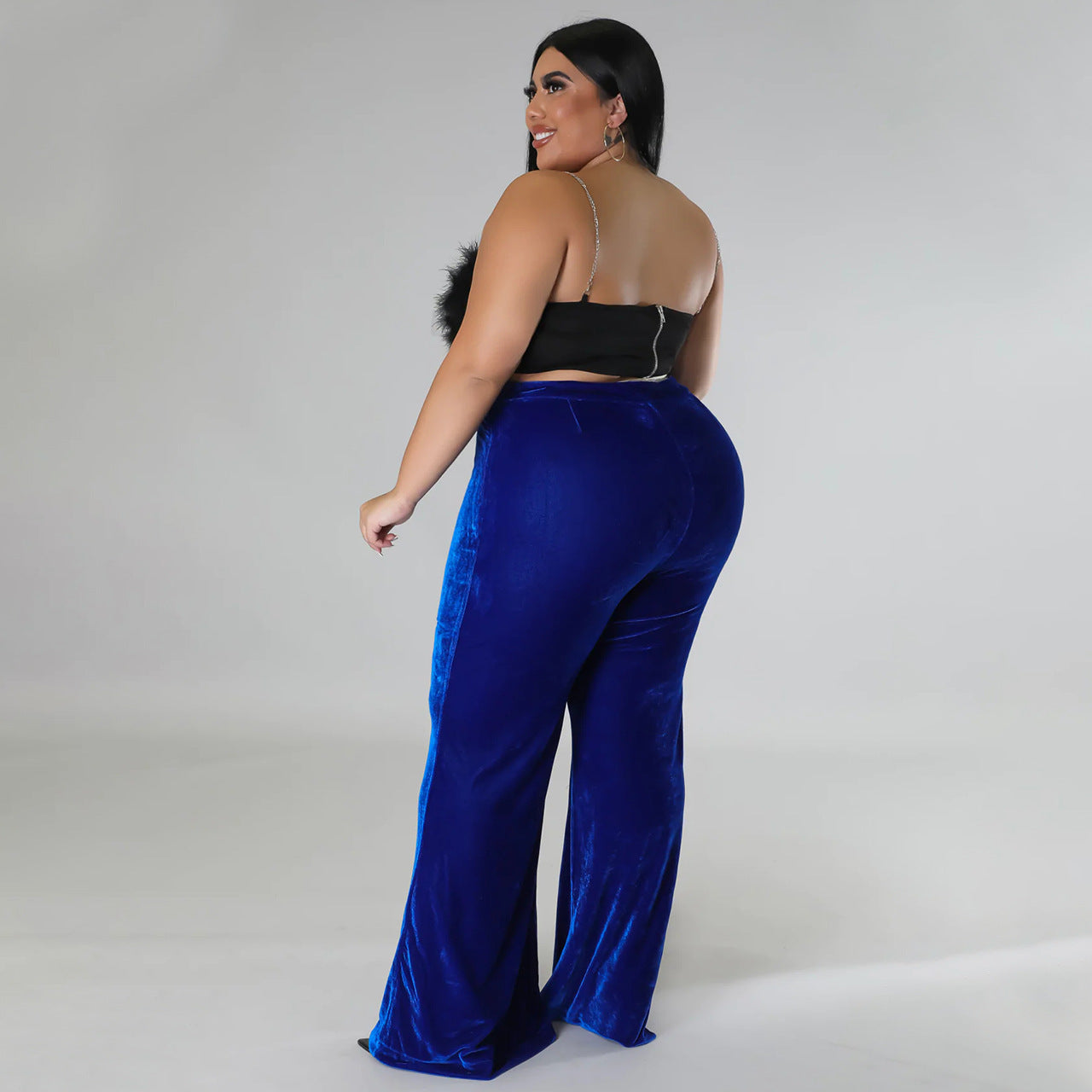 LADIES PLUS SIZE HIGH WAIST PANTS RED / DARK GREEN / BLUE / BLACK (SIZE L - 4XL