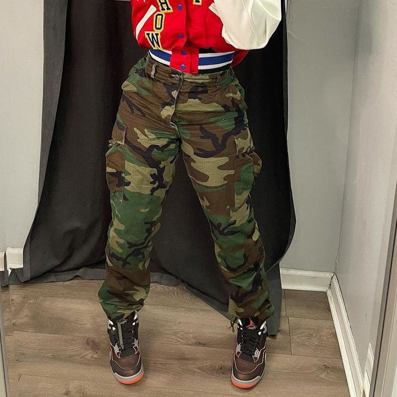 LADIES PLUS SIZE CAMO PANTS GREEN (SIZE XL - 5XL)