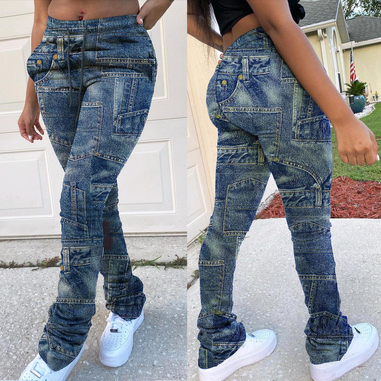 LADIES PLUS SIZE PANTS BLUE (SIZE XL - 5XL)