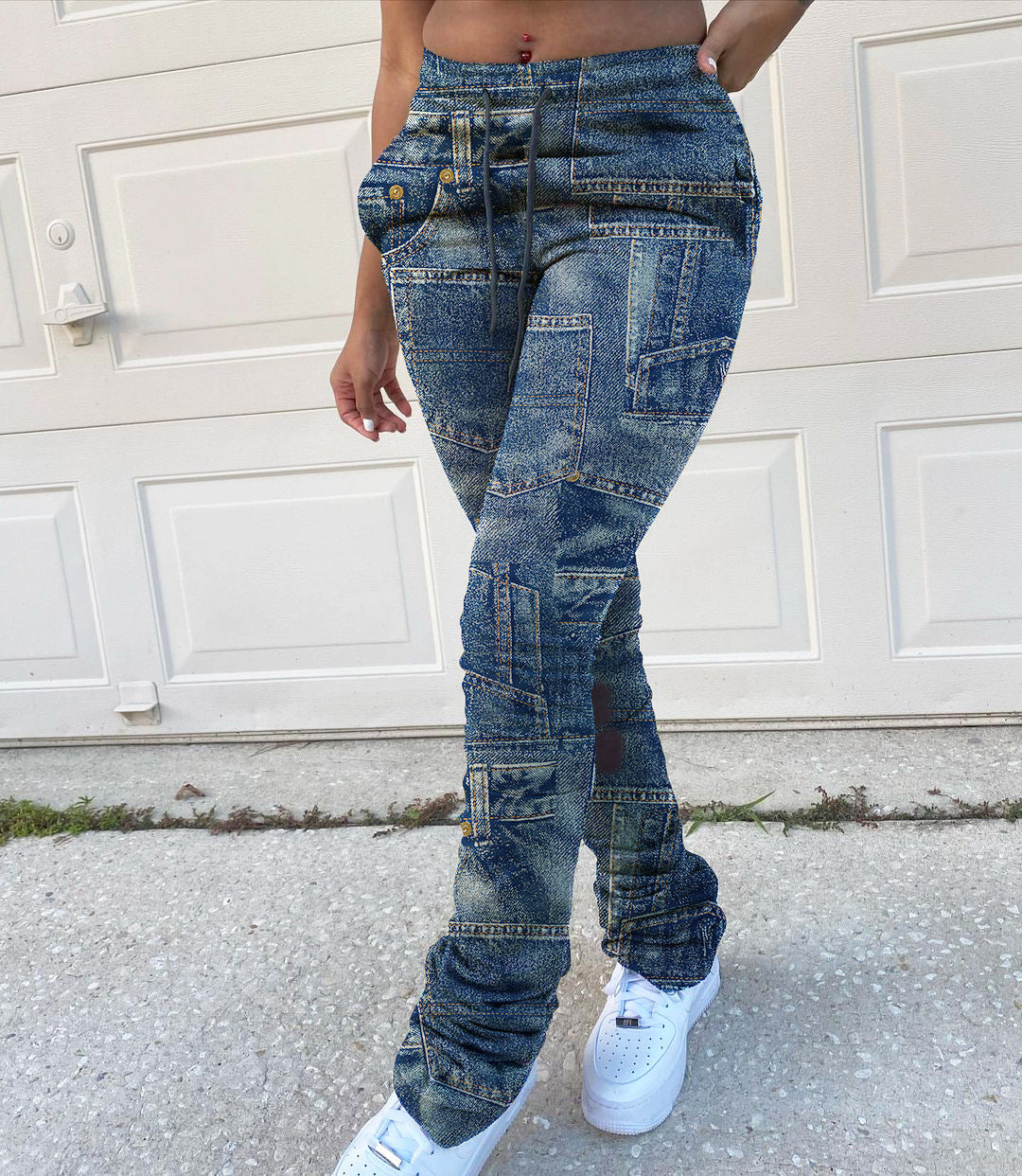 LADIES PLUS SIZE PANTS BLUE (SIZE XL - 5XL)