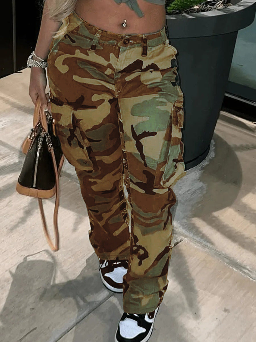 LADIES PLUS SIZE PANTS BROWN CAMO / GREEN CAMO (SIZE XL - 5XL)