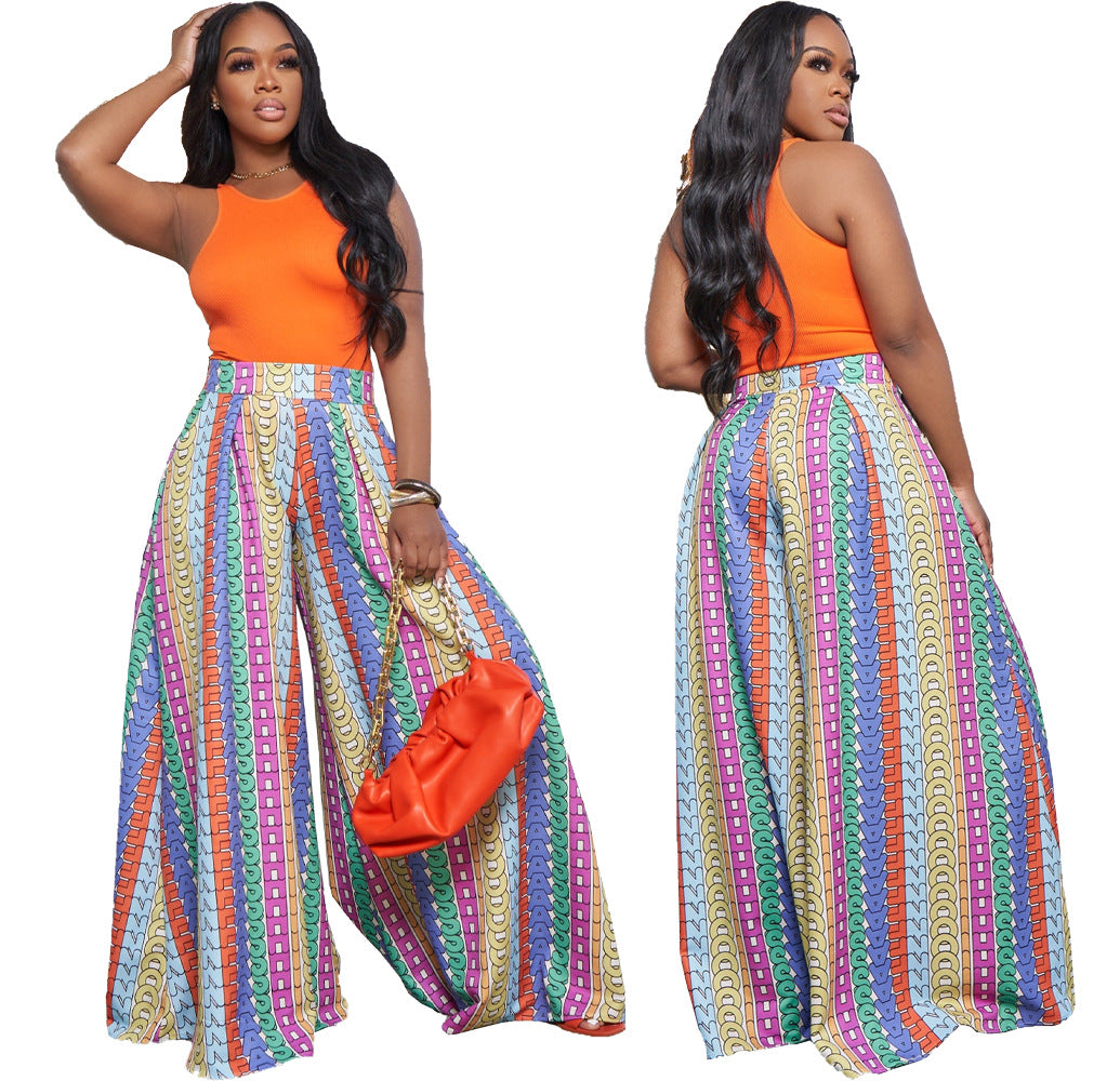 LADIES PLUS SIZE PANTS LIGHT MULTI / BRIGHT MULTI (SIZE L - 5XL)