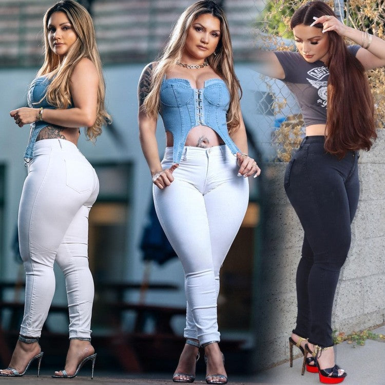 LADIES PLUS SIZE DENIM PANTS BLACK (SIZE XL - 5XL)