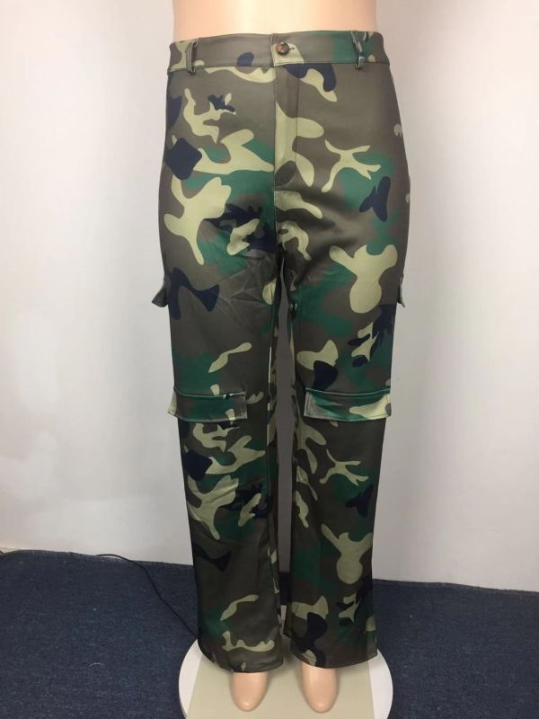 LADIES PLUS SIZE CAMO PANTS GREEN CAMO (SIZE XL - 5XL)