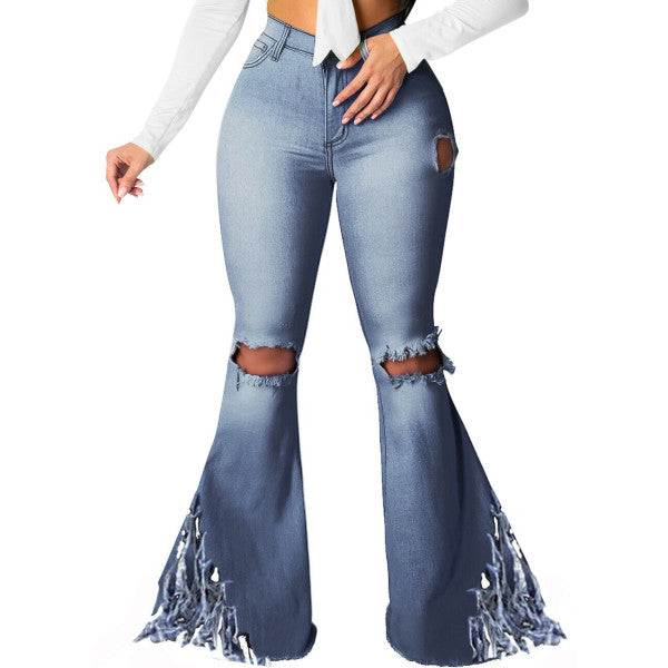 LADIES PLUS SIZE HIGH WAIST JEANS BLUE DENIM (SIZE S - 3XL)