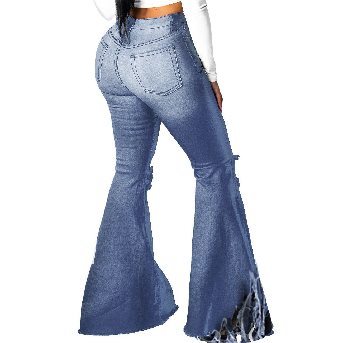 LADIES PLUS SIZE HIGH WAIST JEANS BLUE DENIM (SIZE S - 3XL)