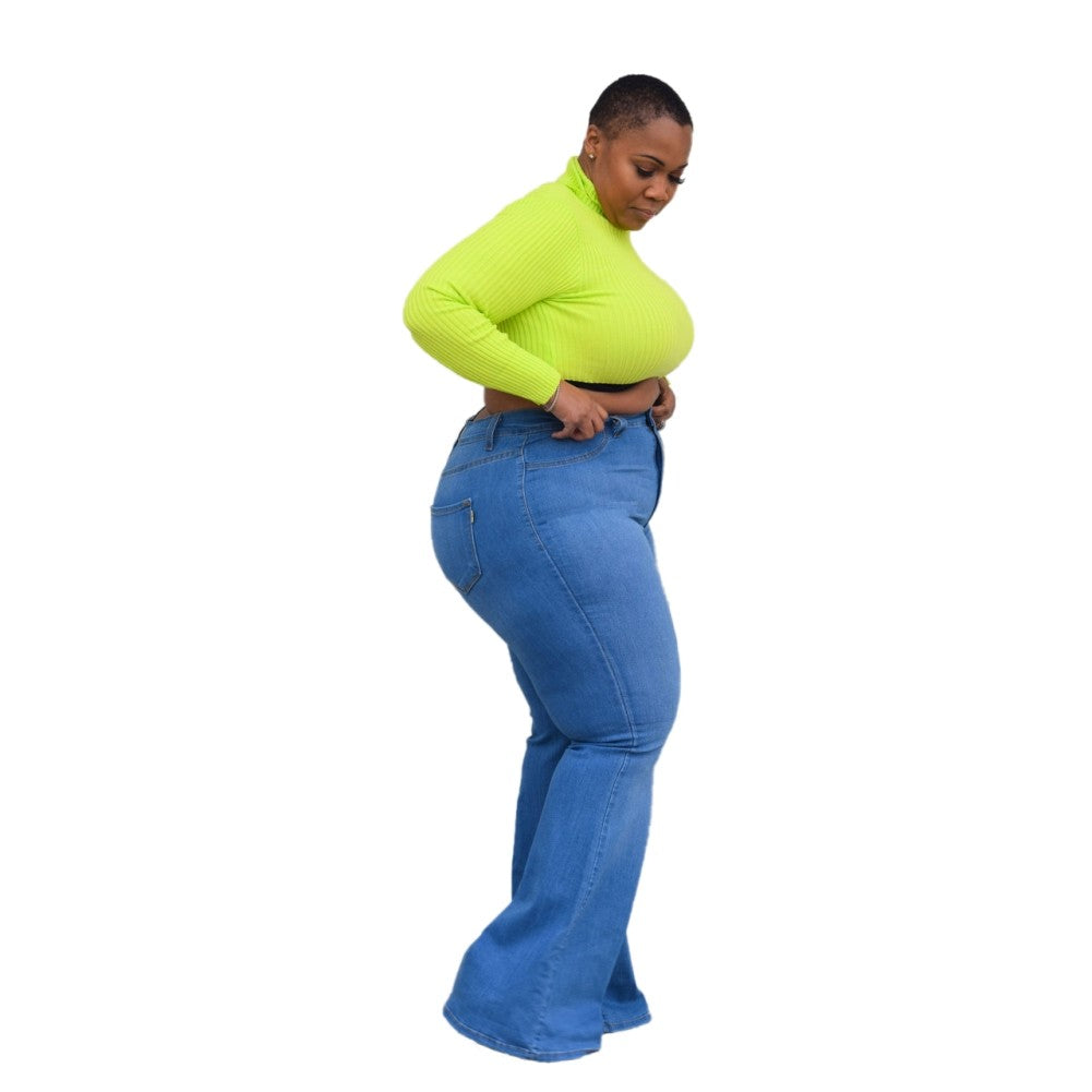 LADIES PLUS SIZE JEANS BLUE DENIM (SIZE XL - 5XL)