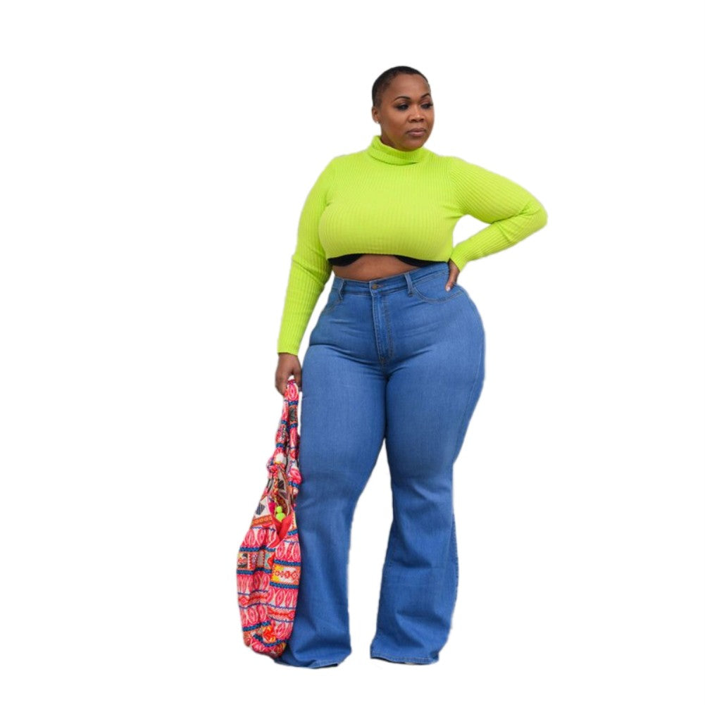 LADIES PLUS SIZE JEANS BLUE DENIM (SIZE XL - 5XL)