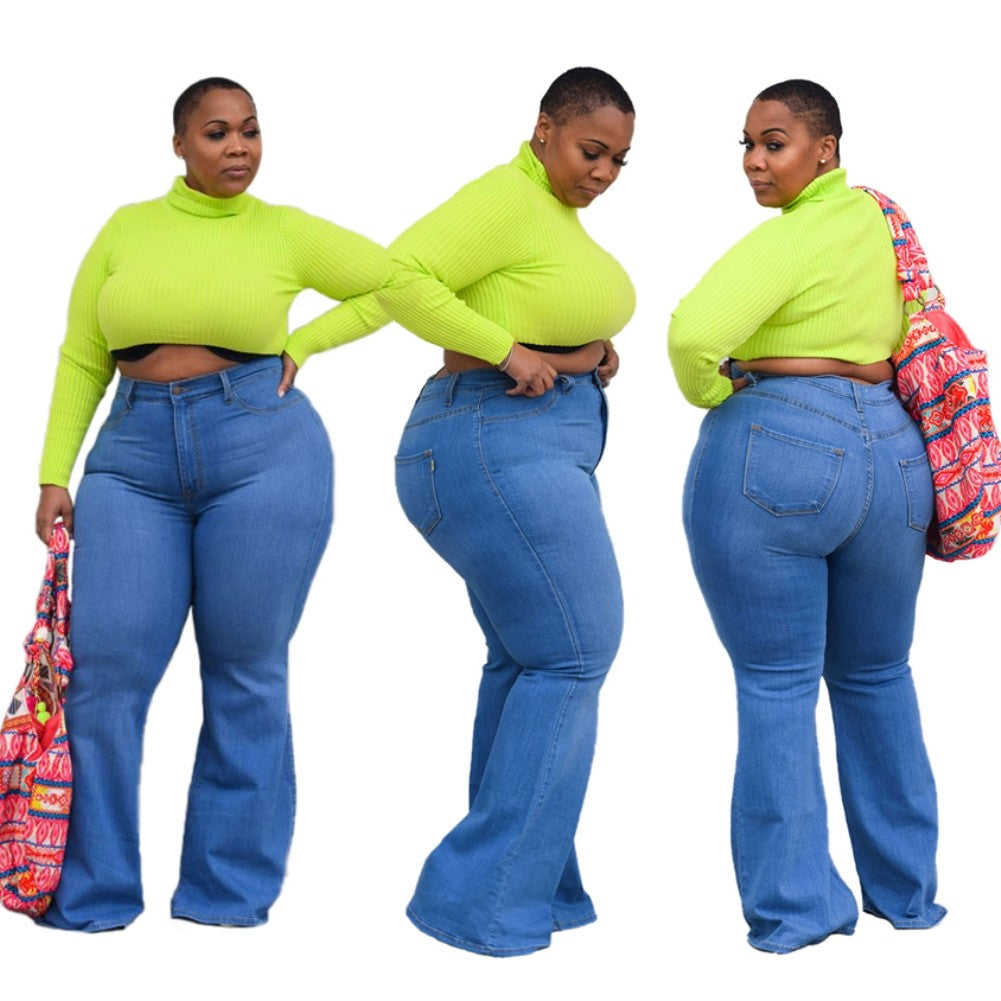 LADIES PLUS SIZE JEANS BLUE DENIM (SIZE XL - 5XL)