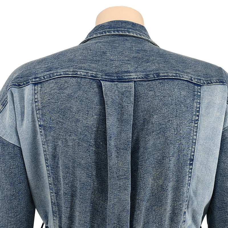 LADIES PLUS SIZE DENIM JUMPSUIT LIGHT BLUE DENIM (SIZE XL - 5XL)
