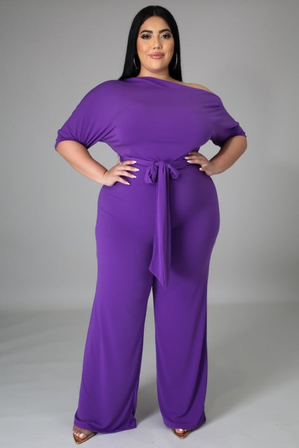 LADIES PLUS SIZE JUMPSUIT WINE RED / PINK / PURPLE / BLACK (SIZE XL - 5XL)