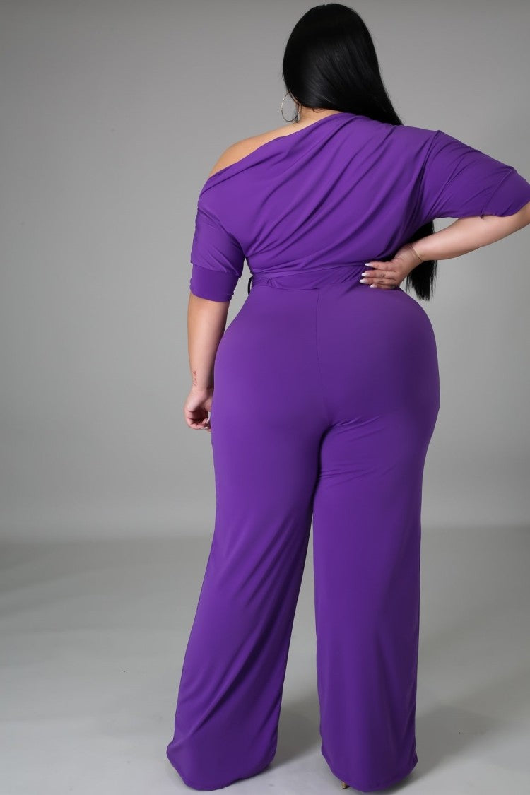 LADIES PLUS SIZE JUMPSUIT WINE RED / PINK / PURPLE / BLACK (SIZE XL - 5XL)