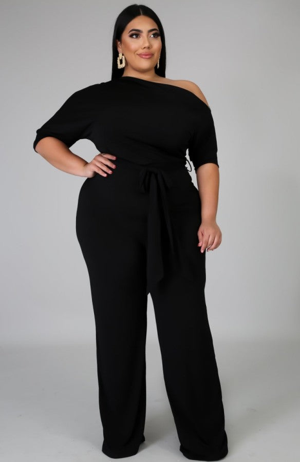 LADIES PLUS SIZE JUMPSUIT WINE RED / PINK / PURPLE / BLACK (SIZE XL - 5XL)