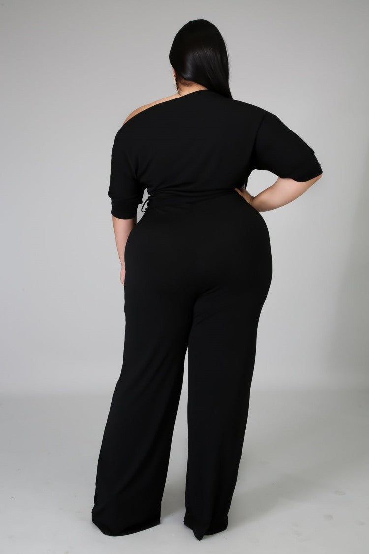 LADIES PLUS SIZE JUMPSUIT WINE RED / PINK / PURPLE / BLACK (SIZE XL - 5XL)
